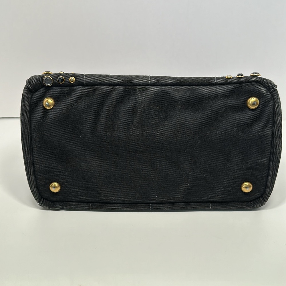 Authentic PRADA Canapa Bijoux Denim Tote/Crossbody- Black - Picture 8 of 17